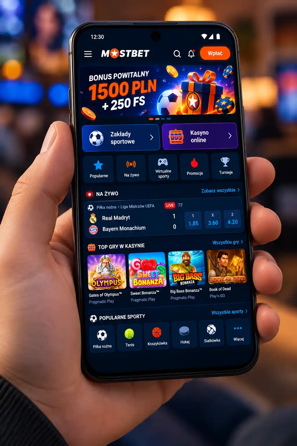 Aplikacja mobilna Mostbet na Android – zakłady sportowe, kasyno, bonus 1500 PLN